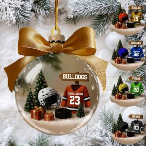 Personalized FootballHockey Transparent Ornament