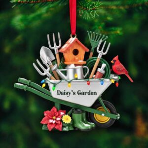 Personalized Gardener's Wheelbarrow Christmas Ornament