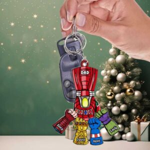 Personalized Gifts For Dad Keychain Fist Bump Daddy