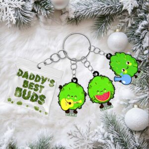 Personalized Gifts For Dad Keychain With Buds Charm Personalized Gifts For Dad Keychain With Buds Charm