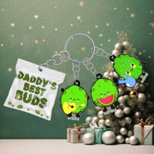 Personalized Gifts For Dad Keychain With Buds Charm