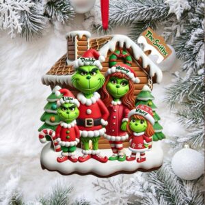 Personalized Gifts For Family Acrylic Ornament, Green Cartoon Character Personalized Gifts For Family Acrylic Ornament, Green Cartoon Character