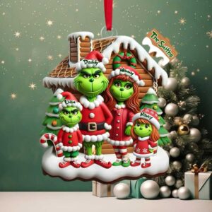 Personalized Gifts For Family Acrylic Ornament, Green Cartoon Character