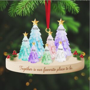 Personalized Gifts For Family, Christmas Tree Sea Glass Family Acrylic Ornament 01nata131025