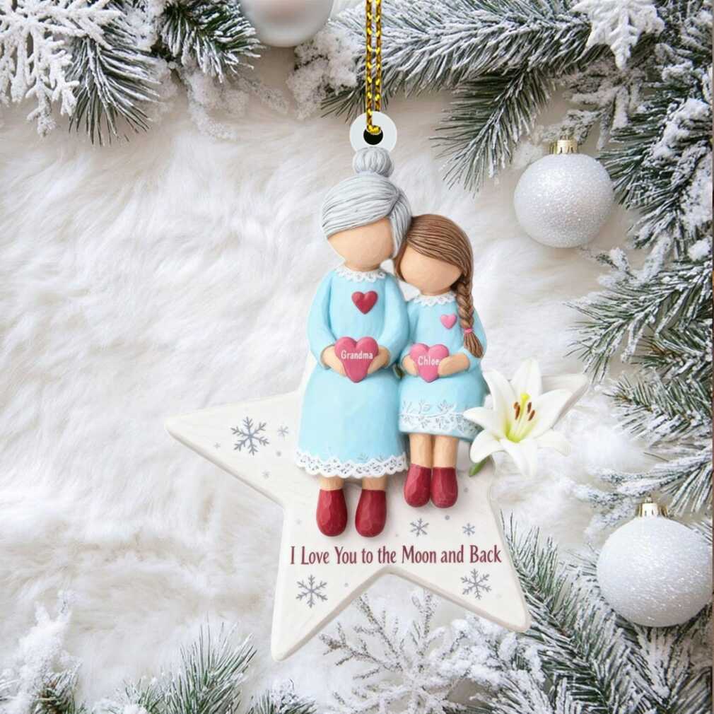 Personalized Grandma & Granddaughter Ornament on a Christmas tree