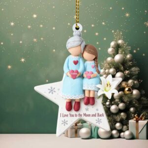 Personalized Grandma & Granddaughter Ornament – Custom Names Acrylic Gift – I Love You to the Moon and Back – Christmas Keepsake for Family