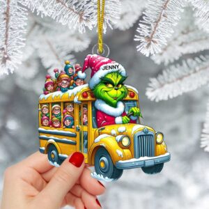 Personalized Grinch Bus Driver Christmas Ornament Personalized Grinch Bus Driver Christmas Ornament