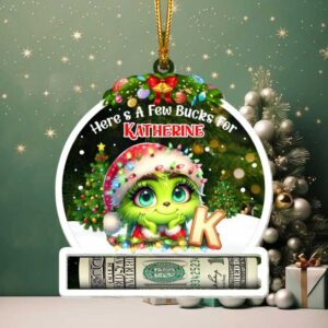 Personalized Grinch Christmas Money Holder Ornament