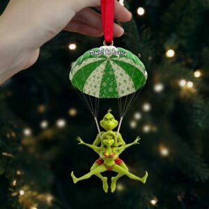 Personalized Grinch Couple Parachute Christmas Ornament