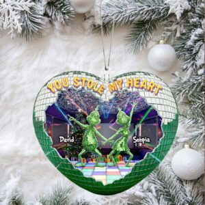 Personalized Grinch Couple You Stole My Heart Christmas Ornament