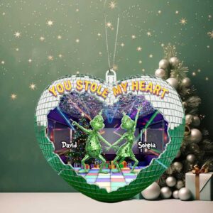Personalized Grinch Couple You Stole My Heart Christmas Ornament
