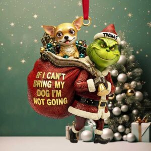 Personalized Grinch & Dog Christmas Ornament If I Can't Bring My Dog I'm Not Going