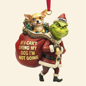 Personalized Grinch Dog Christmas Ornament