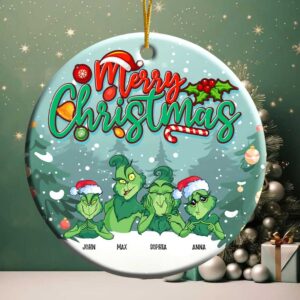 Personalized Grinch Family Christmas Acrylic Ornament