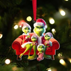 Personalized Grinch Family Christmas Ornaments