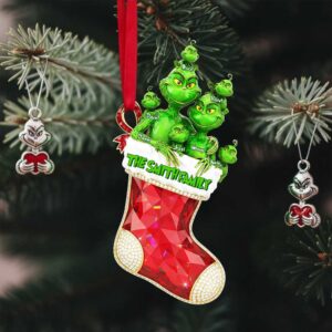 Personalized Grinch Family Christmas Stocking Ornament