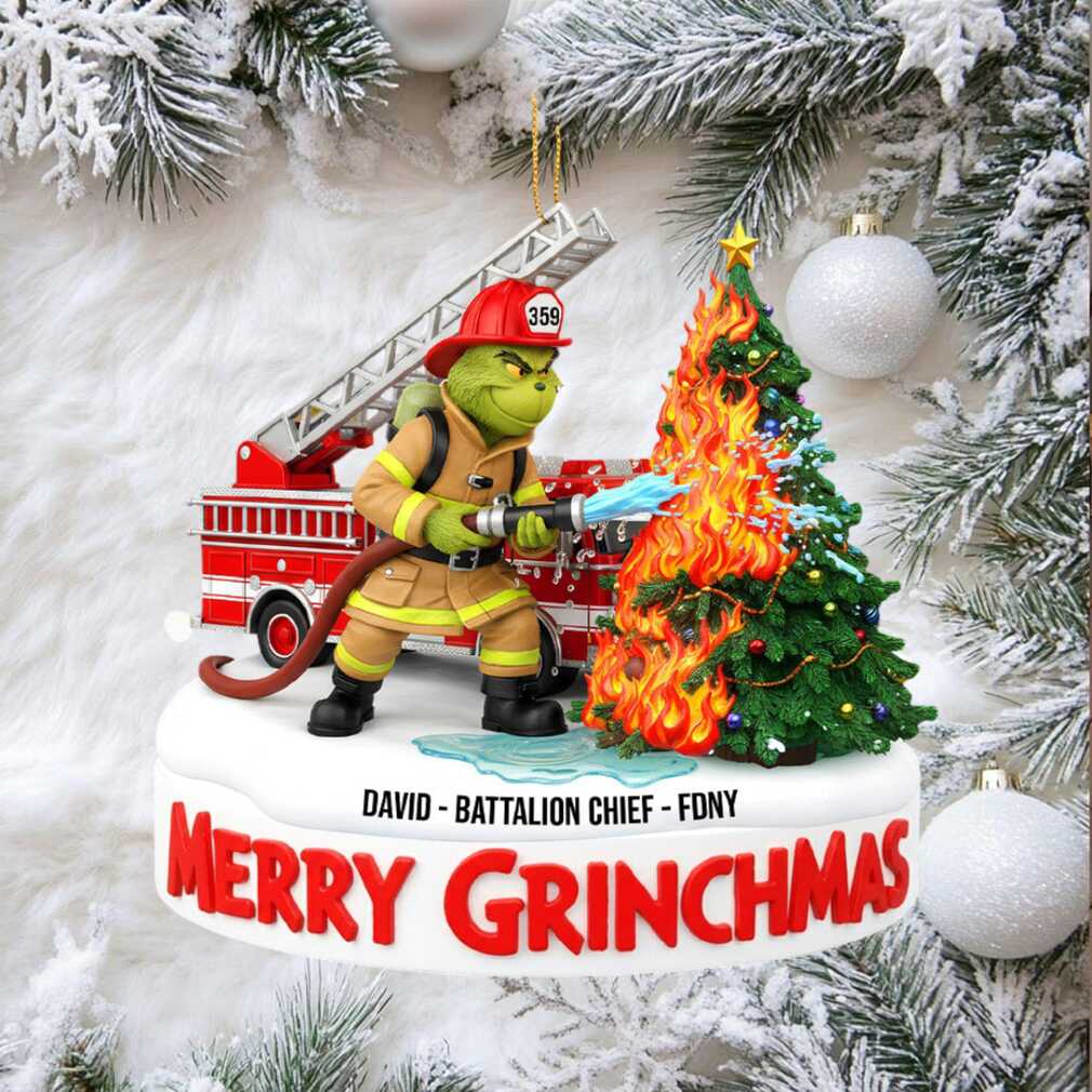 Personalized Grinch Firefighter Christmas 2D Acrylic Ornament Personalized Grinch Firefighter Christmas 2D Acrylic Ornament