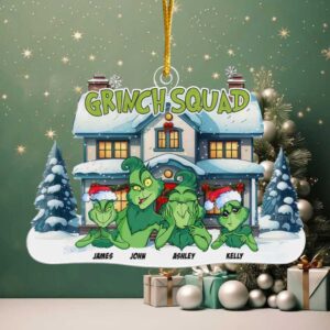 Personalized Grinch Squad Family Acrylic Christmas Ornament