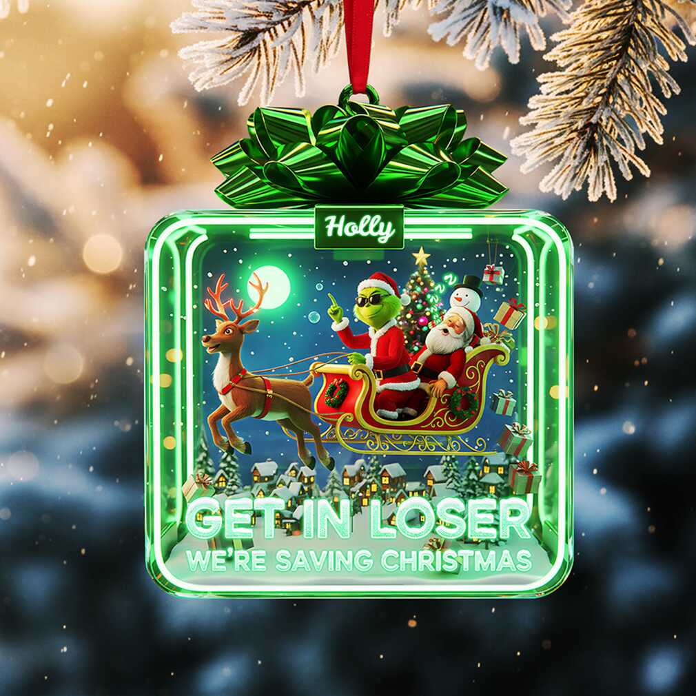 Personalized Grinch and Santa Sleigh Ornament Personalized Grinch and Santa Sleigh Ornament