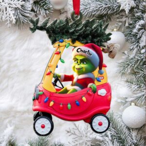 Personalized Grinch in Red Car Acrylic Christmas Ornament