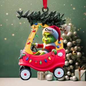 Personalized Grinch in Red Car Acrylic Christmas Ornament