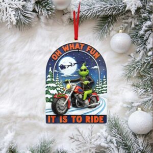 Personalized Grinch on Motorcycle Christmas Ornament