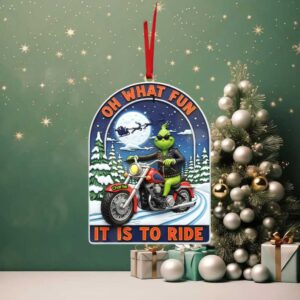Personalized Grinch on Motorcycle Christmas Ornament