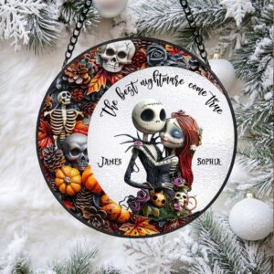 Personalized Halloween Gifts For Couple Stained Glass Ornament 03naqn210824 Skull Couple Personalized Halloween Gifts For Couple Stained Glass Ornament 03naqn210824 Skull Couple