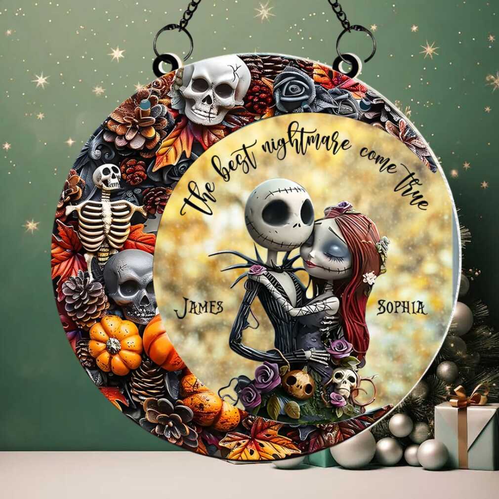Personalized Halloween Gifts For Couple Suncatcher Ornament Skull Couple Personalized Halloween Gifts For Couple Suncatcher Ornament Skull Couple