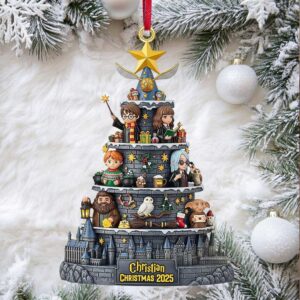 Personalized Harry Potter Hogwarts Castle Christmas Ornament, Tiered Character Display