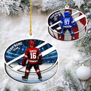 Personalized Hockey Player Christmas Ornament