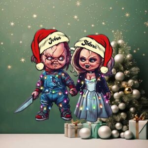 Personalized Horror Couple Christmas Ornament, Serial Killer Doll and His Bride