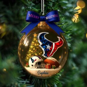 Personalized Houston Texans Christmas Ball Ornament.