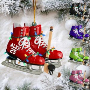 Personalized Ice Hockey Skates Christmas Ornament
