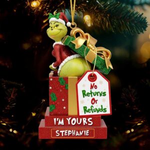 Personalized I'm Yours Green Monster Couple Custom 2D Flat Acrylic Ornament