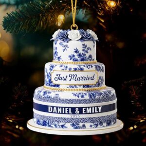 Personalized Just Married Wedding Cake Ornament