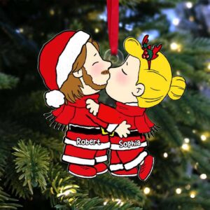 Personalized Kissing Couple Christmas Ornament