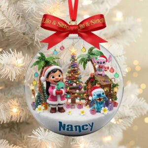 Personalized Lilo & Stitch Christmas Ornament