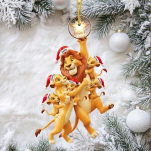 Personalized Lion Family of 6 Christmas Ornament
