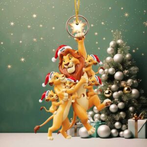 Personalized Lion Family of 6 Christmas Ornament