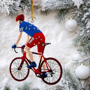 Personalized Male Cyclist Christmas Ornament, Custom Name DAVID 23 Bicycle Ornament