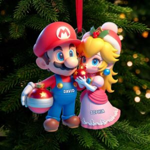 Personalized Mario & Princess Peach Ornament