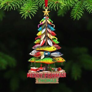 Personalized Merry Fishmas Fishing Lure Christmas Ornament