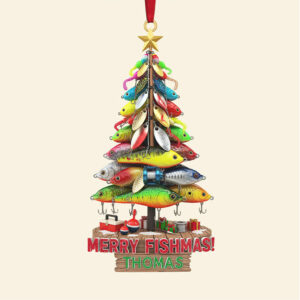 Personalized Merry Fishmas Lure Christmas Tree Ornament