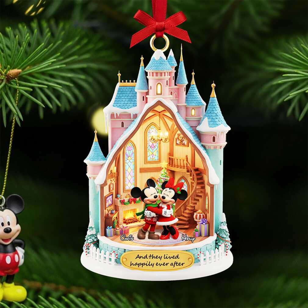 Personalized Mickey and Minnie Happily Ever After Christmas Ornament Personalized Mickey and Minnie Happily Ever After Christmas Ornament