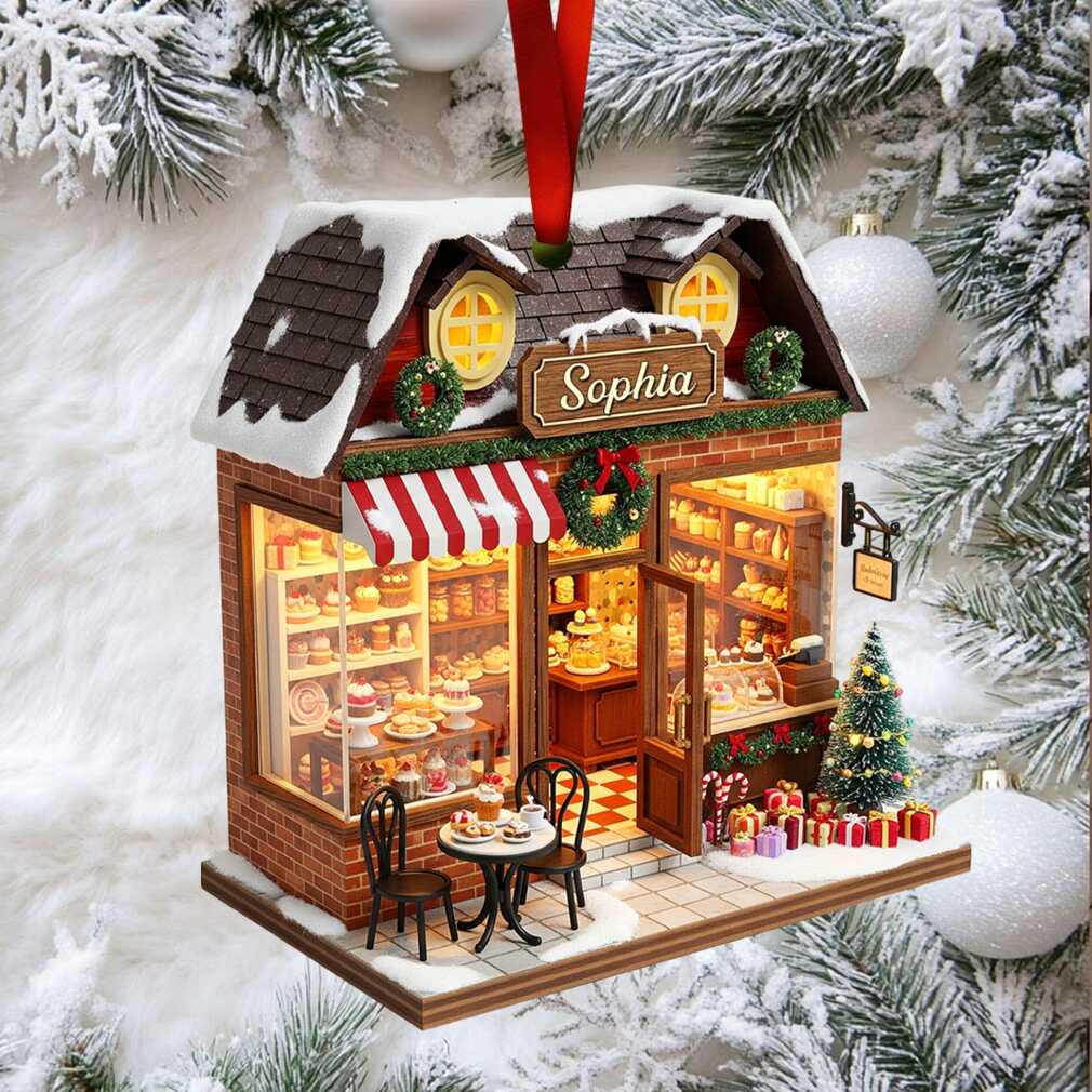 Personalized Miniature Bakery Shop Christmas Ornament Personalized Miniature Bakery Shop Christmas Ornament