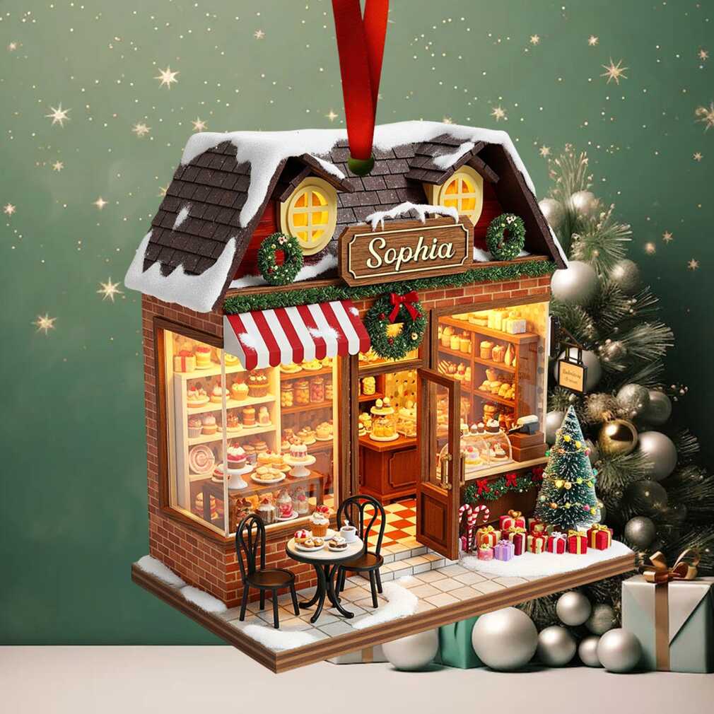 Personalized Miniature Bakery Shop Christmas Ornament Personalized Miniature Bakery Shop Christmas Ornament