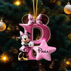 Personalized Minnie Mouse Christmas Ornament Custom Name & Initial D