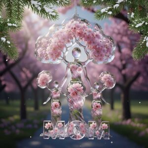 Personalized Mom and Children Cherry Blossom Ornament