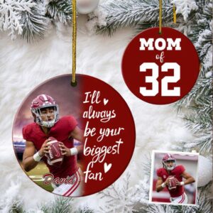 Personalized Mom of 32 Football Ornament